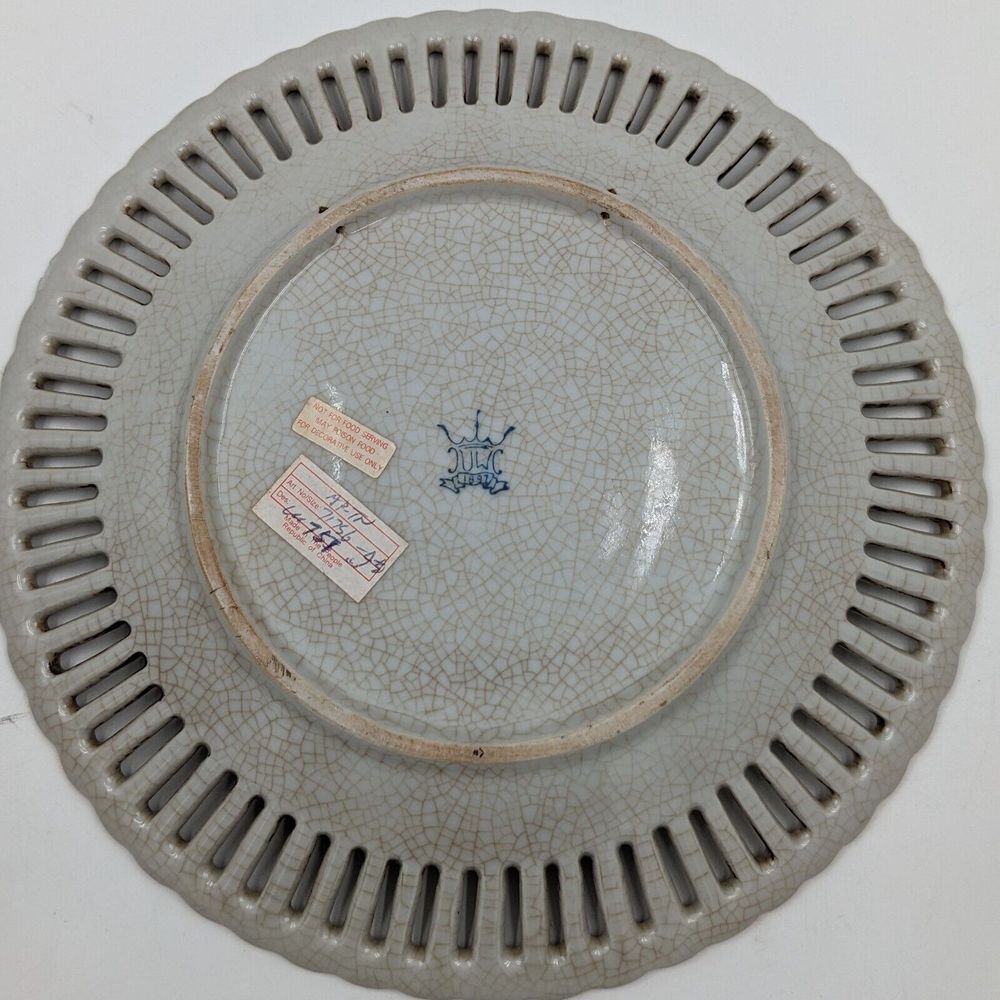 Vintage United Wilson 1897 JUWC Handpainted Porcelian 10" Blue Mark Plate FLAWS - Picture 7 of 8